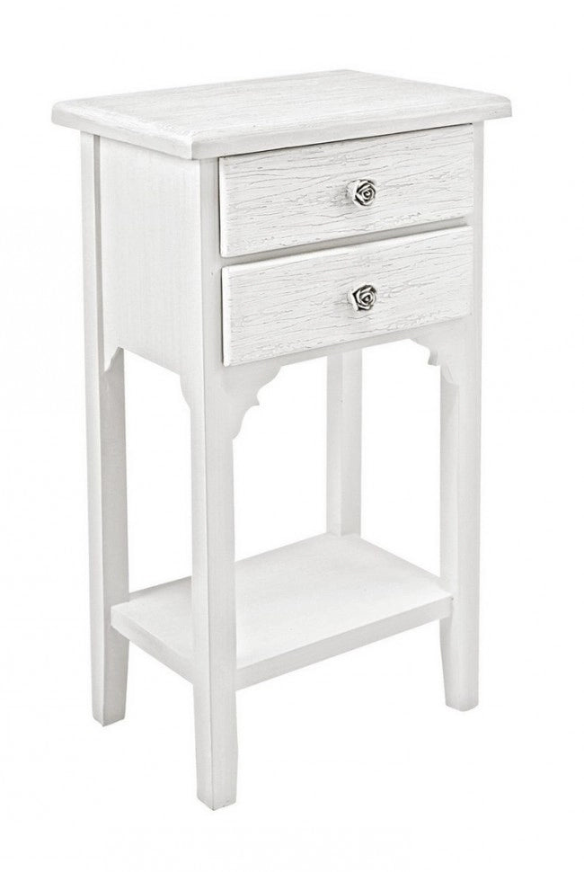 Mobiletto 2 Cassetti Legno Bianco Rustico da Interno - BLAINE