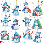 Set di pittura con diamanti a 5D, 12 pezzi, decorazioni natalizie, hanger per chiave, hanger, set di autoadesivo, pittura con diamanti, per bambini, figure di Babbo Natale e di San Nicola, decorazioni natalizie