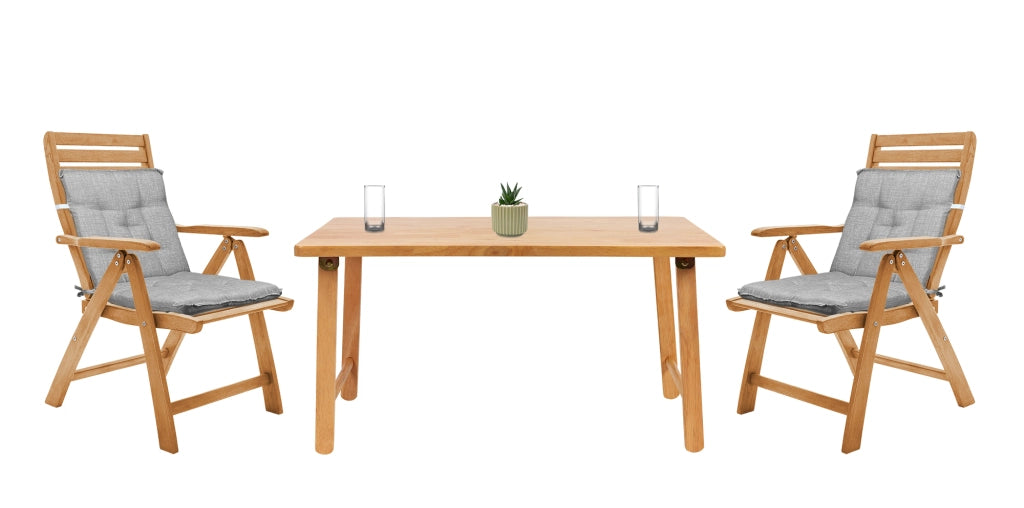 Set Cuscini Sedia Con Schienale Imbottiti Con Laccetti Banda Elastica 40 x 80 Cm Grigio - 2 Pezzi