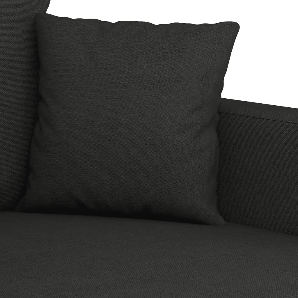 Set di Divani 2 pz con Cuscini Nero in Tessuto