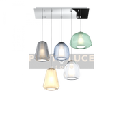 SOSPENSIONE CROMO 5 LUCI RETTANGOLARE VETRI (ALPHA VE) (BETA TR + BL) (GAMMA FU + AM) 1176CR-S5 R ABG-MC