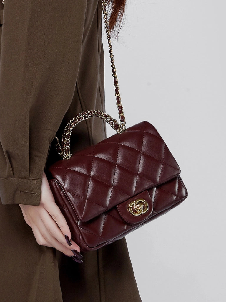 Borsa a mano da donna in vera pelle, colore rosso.