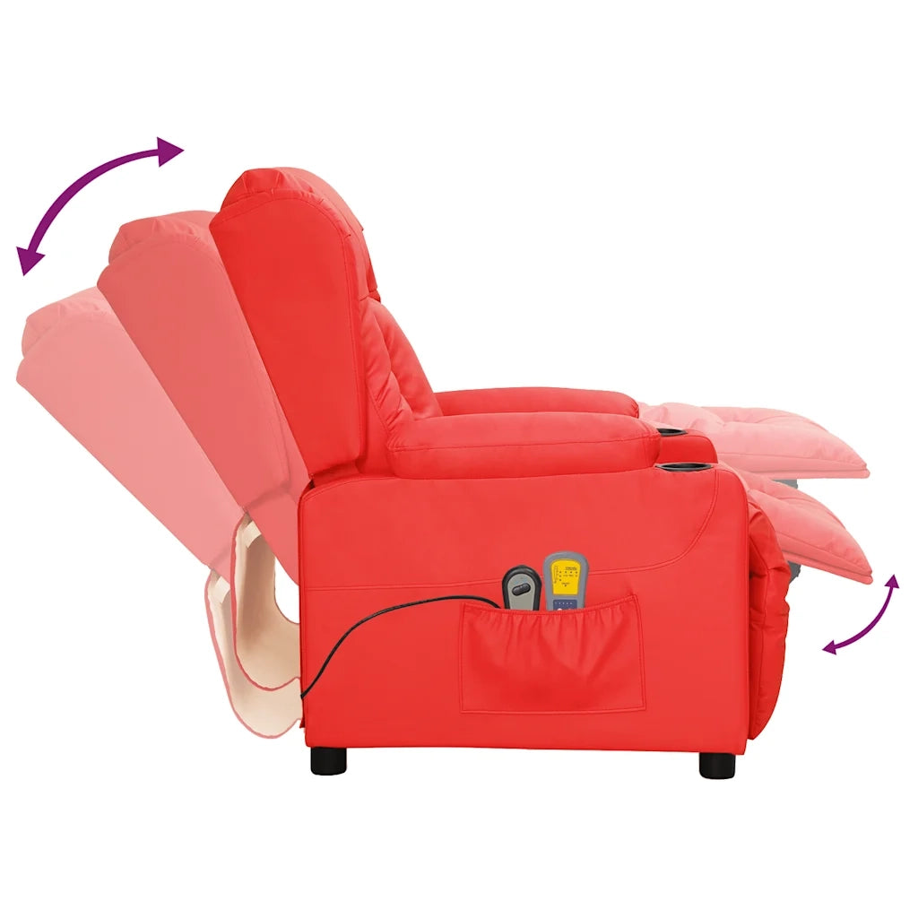 vidaXL Poltrona Massaggio Elettrica Rosso Similpelle