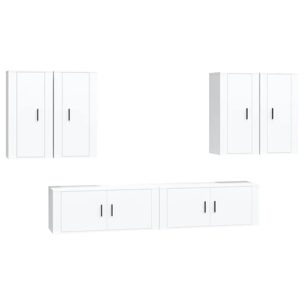 Set di Mobili Porta TV 6 pz Bianco in Legno Multistrato