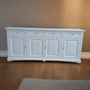 Credenza madia buffet Shabby chic in legno 4 ante mod goccia bianca