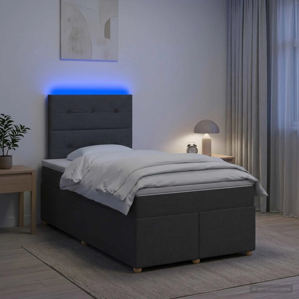 Letto box spring con materasso Grigio Scuro 120 x 200 cm 3455323
