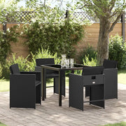 Set da Pranzo per Giardino 5 pcs Nero polyrattan 3380689
