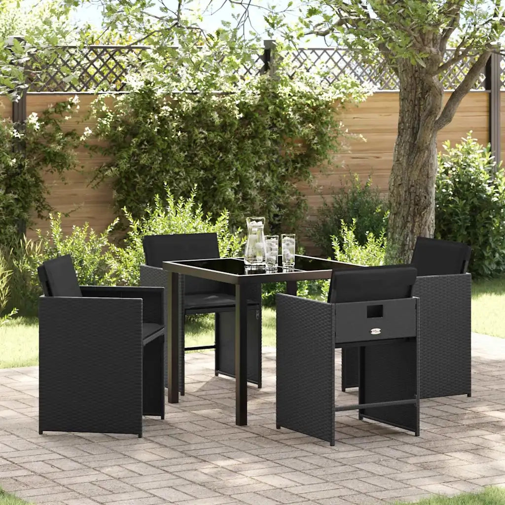 Set da Pranzo per Giardino 5 pcs Nero polyrattan 3380689