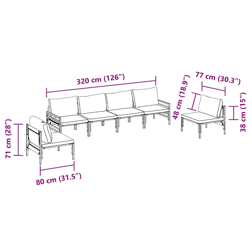 vidaXL Set Divano da Giardino 6 pcs Antracite Acciaio