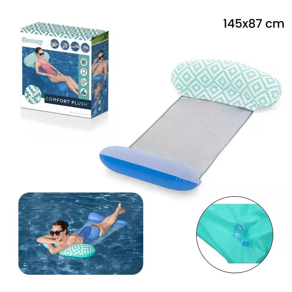 Trade Shop - Materassino Luxury Con Rete Gonfiabile 145 X 87 Cm Per Piscina Mare Estate 43555 -