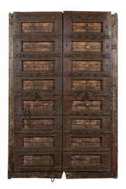 Biscottini Porta portone in legno massello e ferro da interno o da esterno vecchia e antica medievale scorrevole