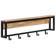 Appendiabiti decorativo in ferro e legno massello di mango con 5 ganci 87 x 10 x 27 cm legno non trattato 02_0047361