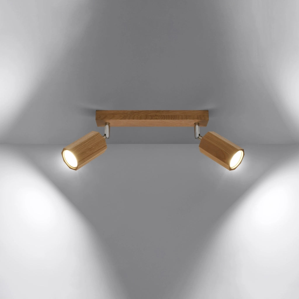 Plafoniera RUVANO 2 Pure Lume rovere chiaro GU10 cromo