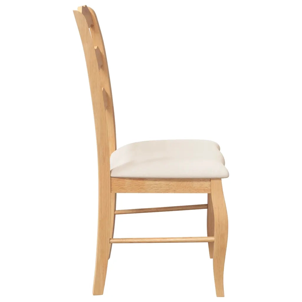 vidaXL Sedie da Pranzo con Cuscini 2 pz Naturale Legno Massello Hevea