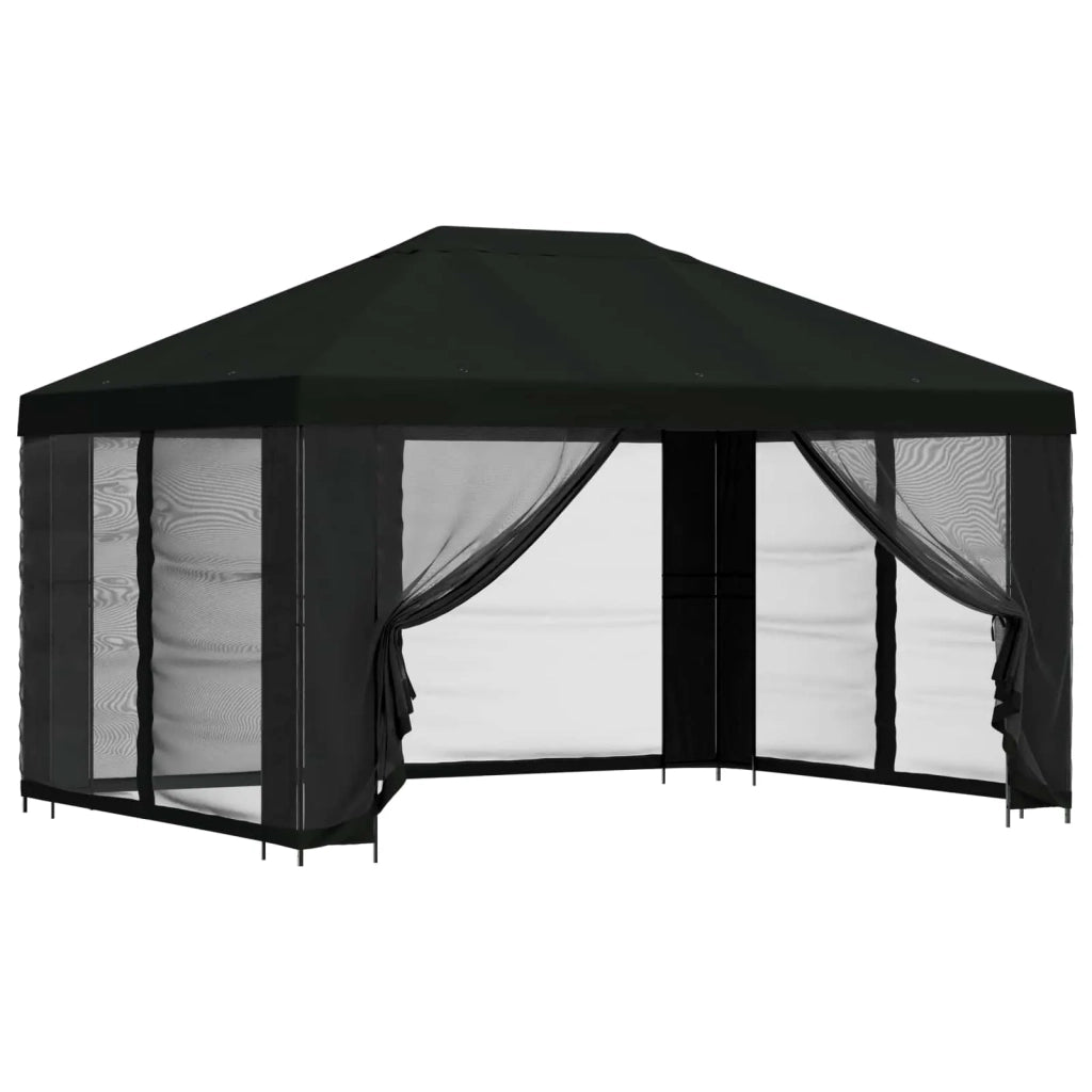 Gazebo con pareti laterali 4 × 3 m Nero Poliestere e Acciaio 900394