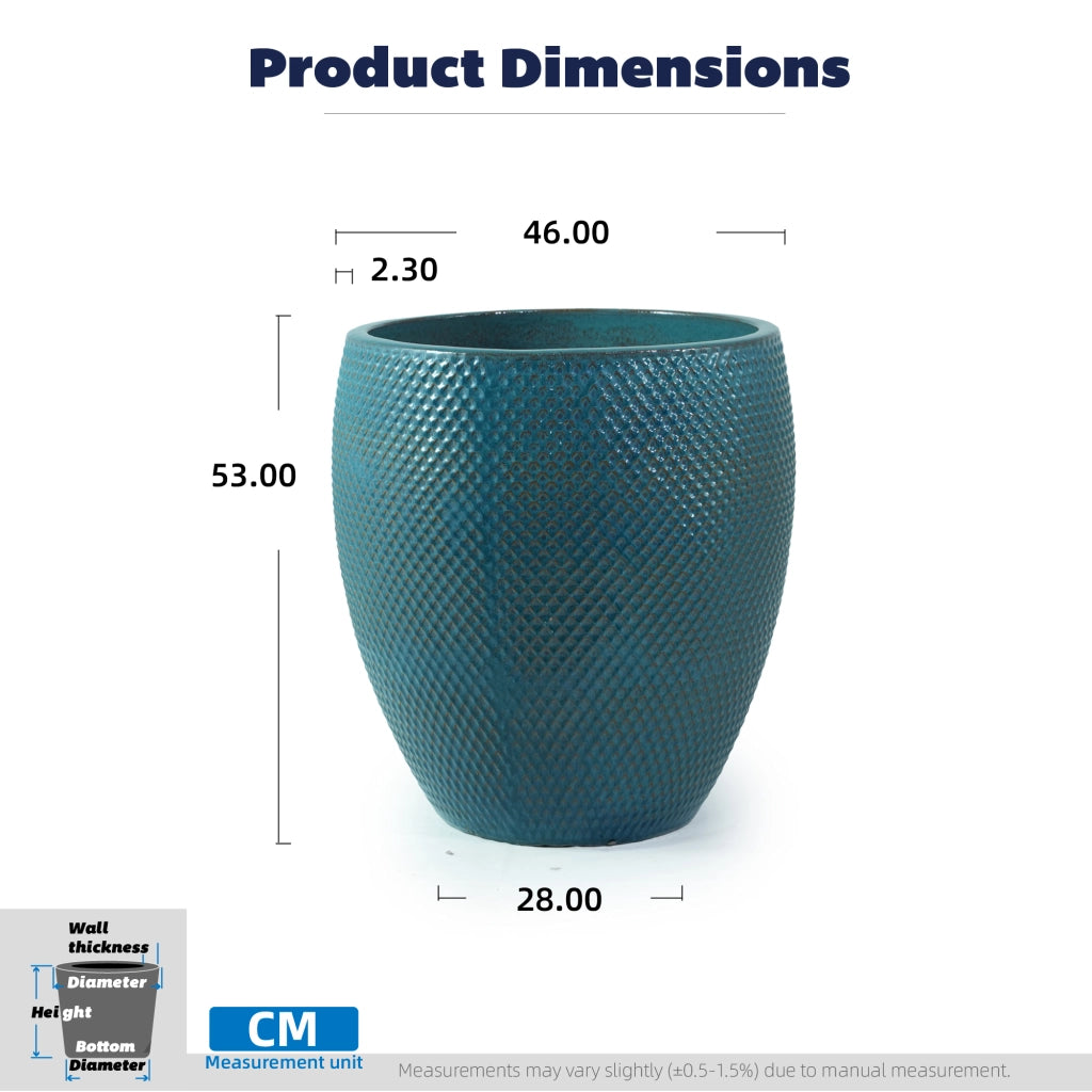 VASO DA FIORI Ø46 cm H53 cm Ceramica turchese