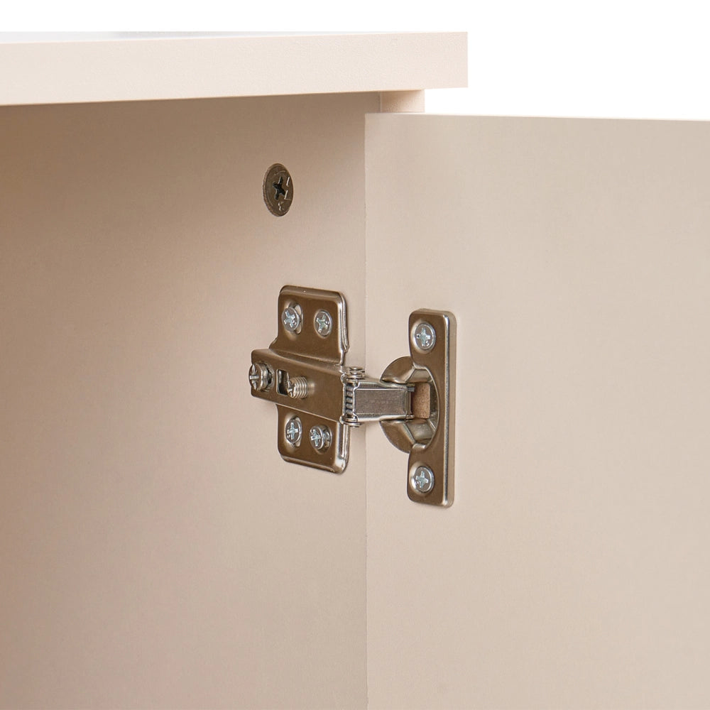 Scrivania da casa in MDF marrone chiaro 140 x 50 cm, ripiani aperti, capienza di contenimento, 2 ante, design scandinavo