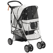 Passeggino per Cani Pieghevole ¨C Zephmum ¨C Grigio con Copertura Antipioggia