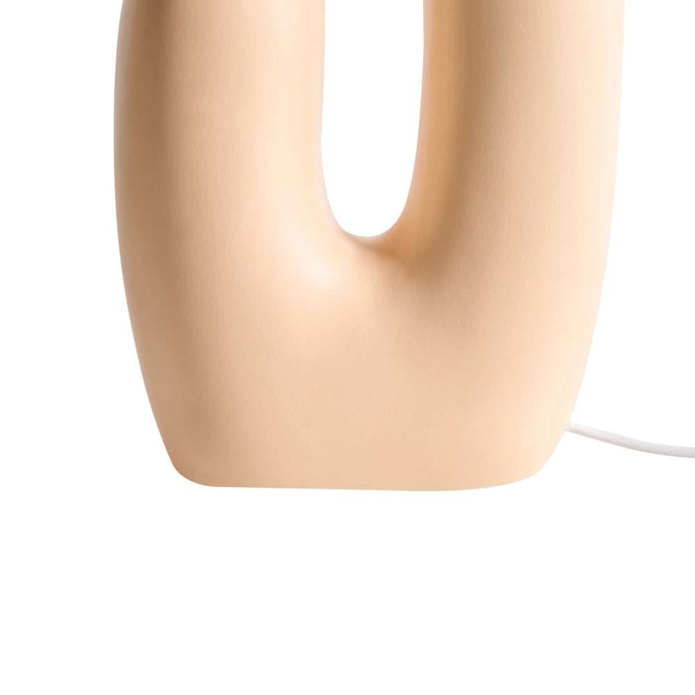 Lampada da tavolo Base in resina beige Paralumi in vetro rotondi Doppio paralume Base a U