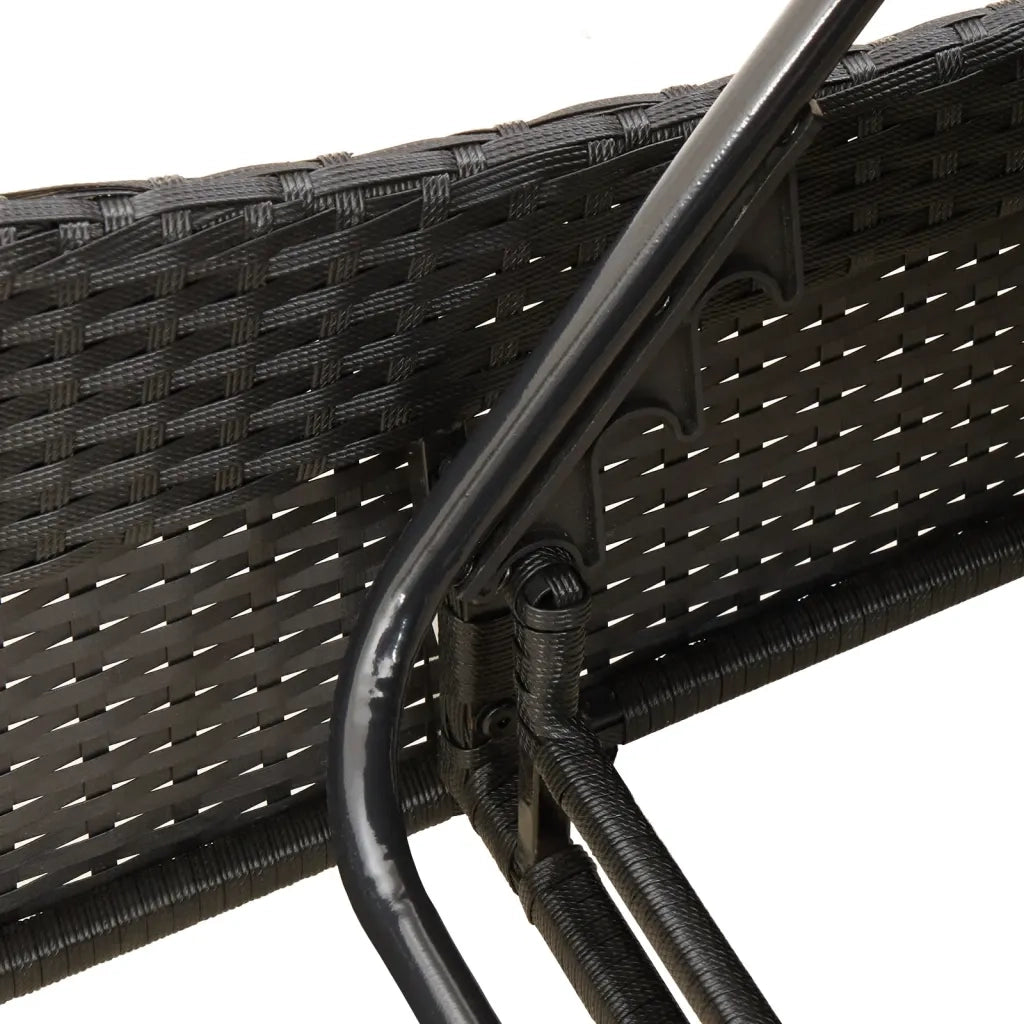 Lettino Prendisole con Cuscino Nero 60x205x73 cm in Polyrattan 368278