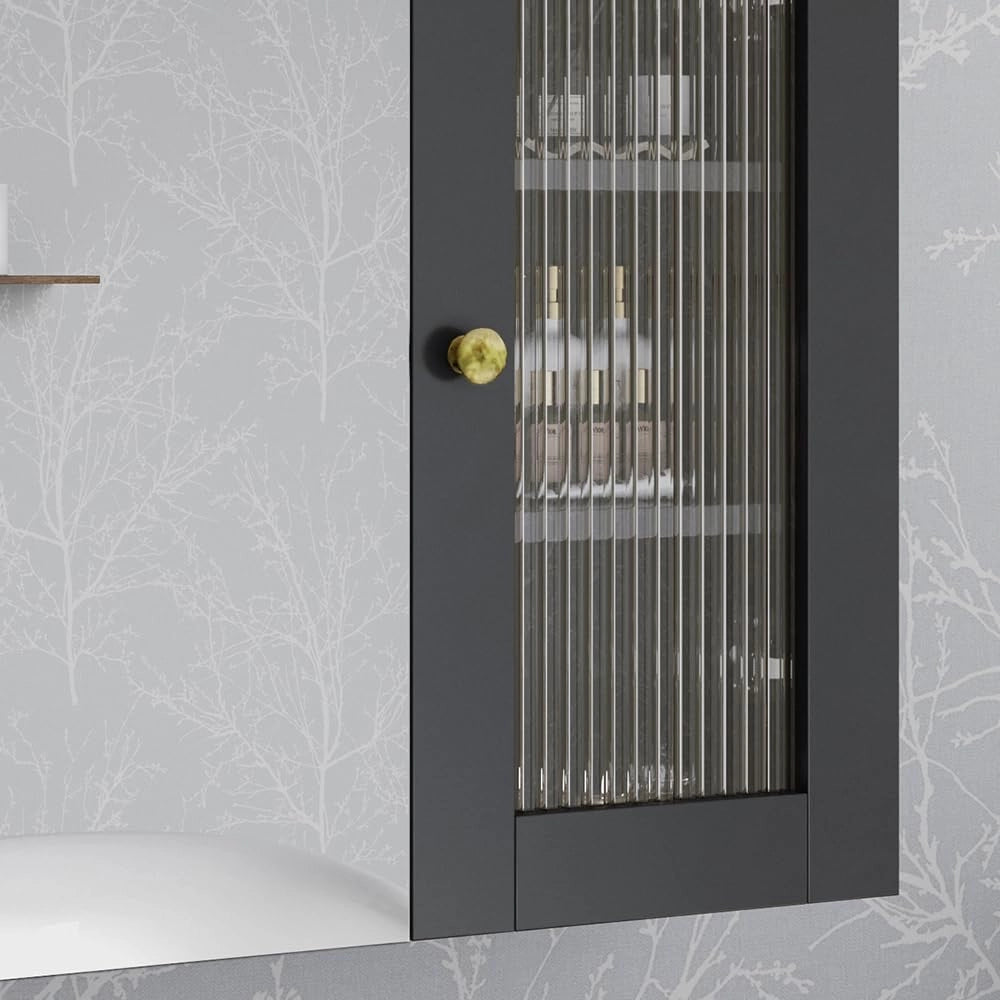 Mobile a specchio per il bagno Malte, Grigio, 60 x 50 cm con specchio, per la conservazione di accessori da bagno e combinabile con Malte