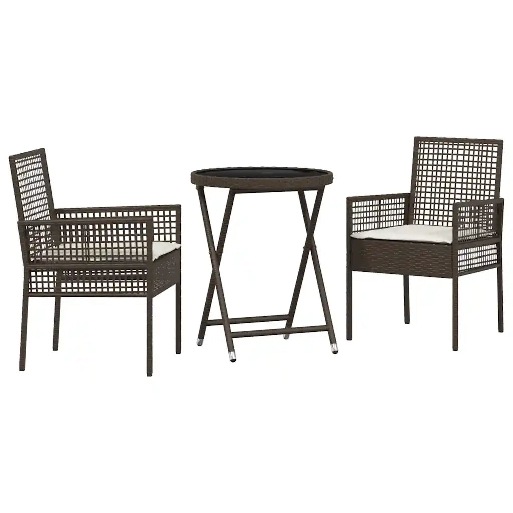 Set Bistro da Giardino 3 pz | Set Salotto da Giardino Marrone polyrattan