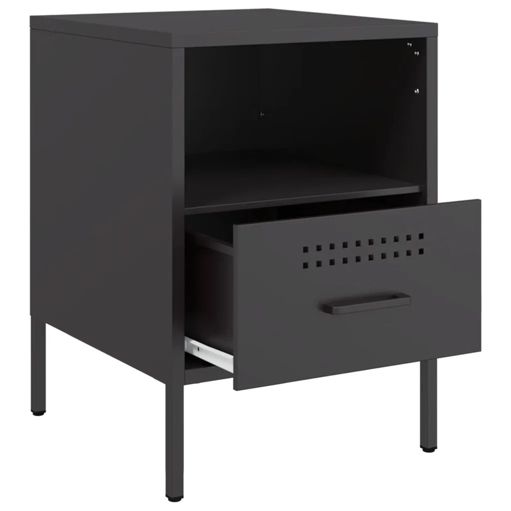 Comodino Nero 36x39x50,5 cm in Acciaio 843054