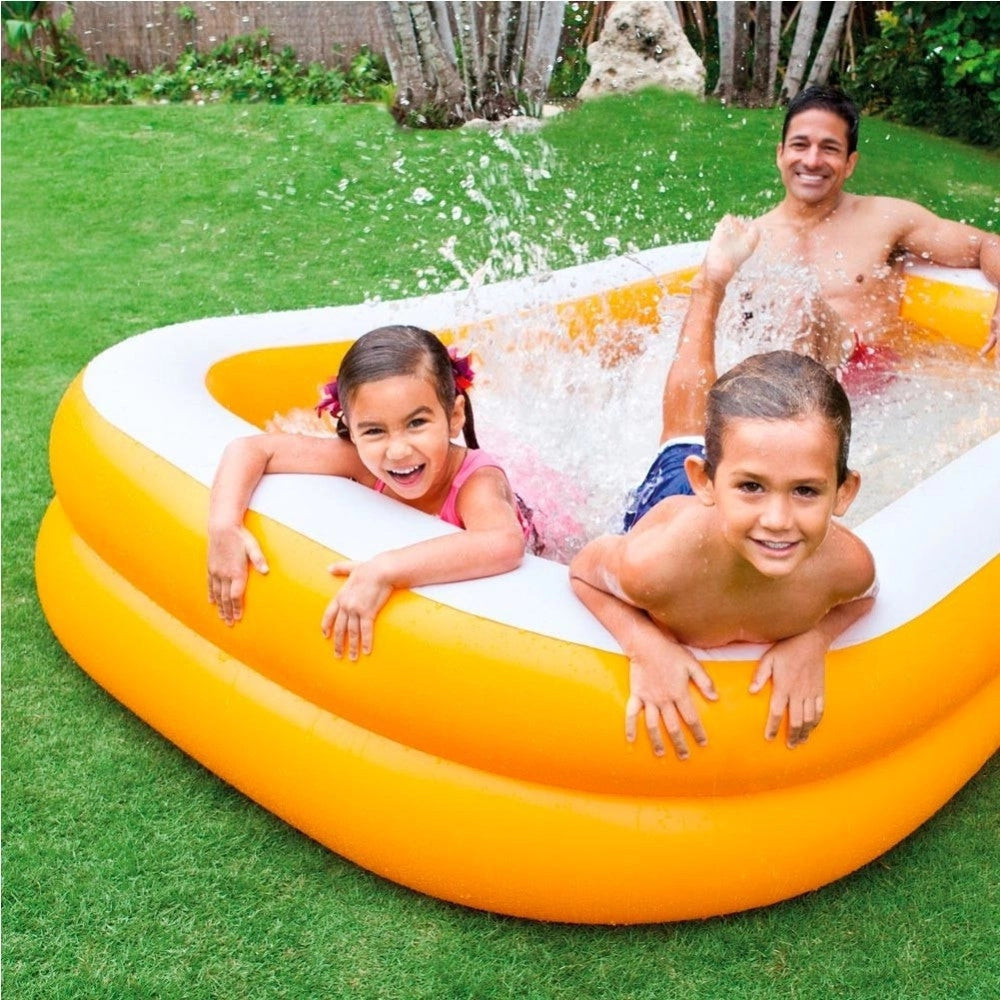 Trade Shop - Piscina Gonfiabile Family Mandarin 229 X 147 X 43 Cm 2 Anelli Arancione -