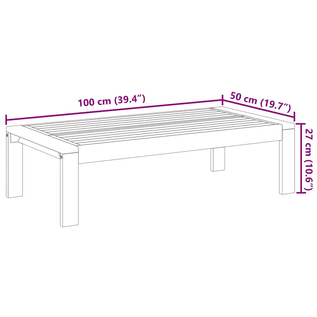 Tavolino da Giardino-Tavolo da Esterno 100x50x27 cm in Legno Massello di Acacia