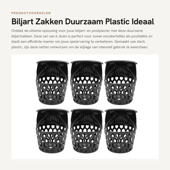 Set di reti per biliardo - 6 pezzi - Materiale plastico resistente - Reti per biliardo per uomini - Rete a caduta per tavolo - Adatto per tavoli standard - Leggero - Reti per biliardo