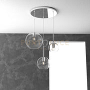 SOSP. CROMO TONDA 3 LUCI VETRI (1 GRANDE+1 MEDIO+1 PICCOLO) TUTTI TRASPARENTI 1155CR-S3 TMIX-TR