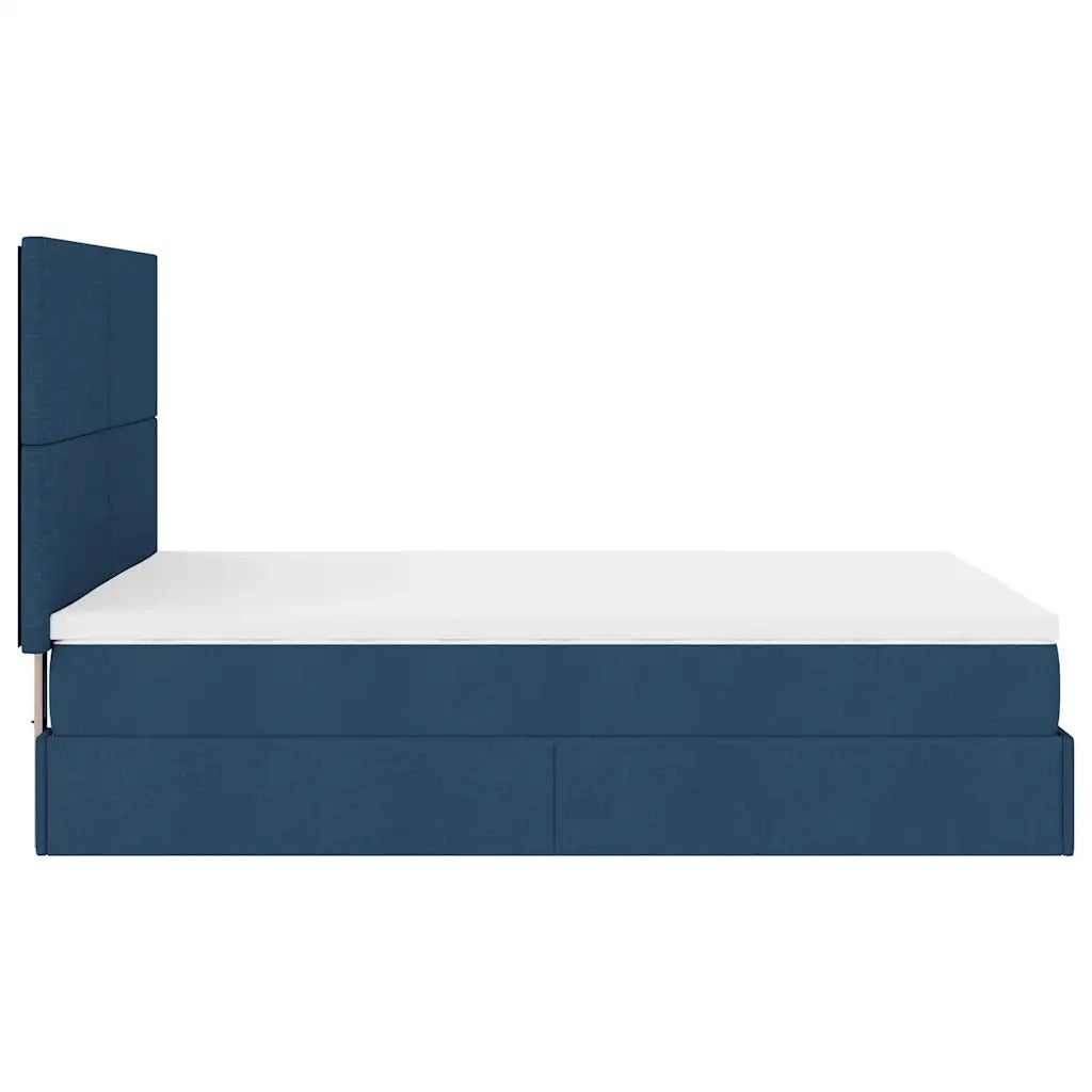 Struttura Letto Pouf con Materasso Blu 140x200cm in Tessuto 3313084