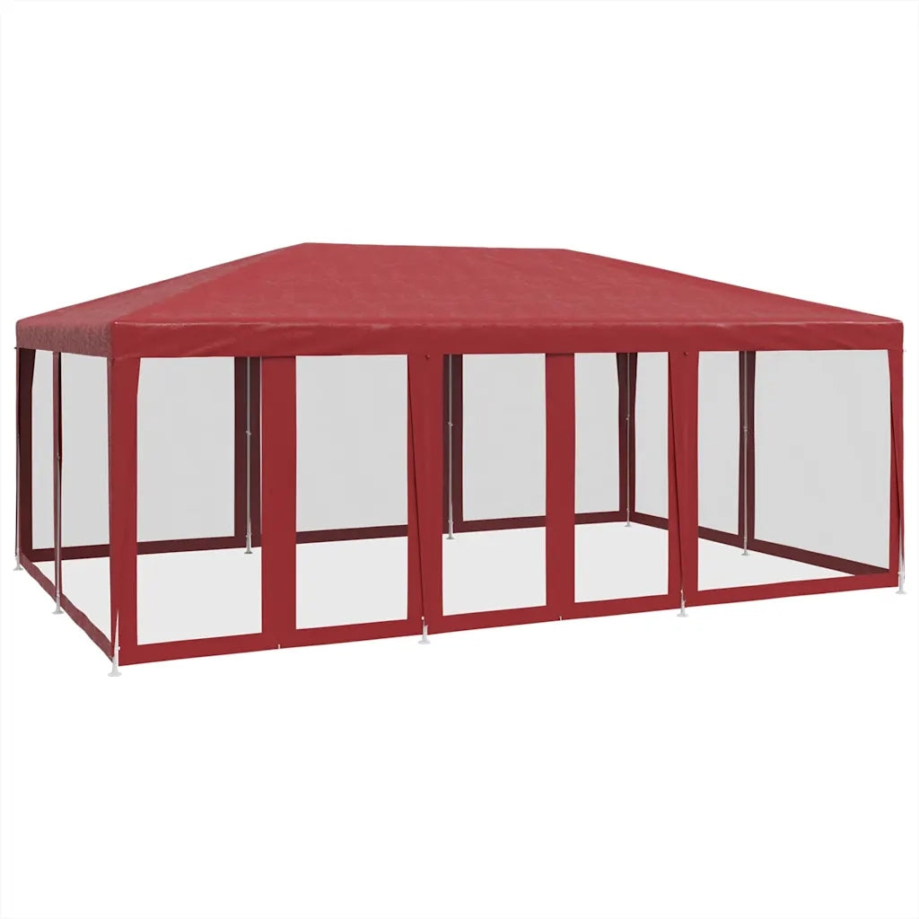 Tenda per Feste con 10 Pareti Laterali in Rete-Tenda da campeggio Rossa 6x4 m HDPE