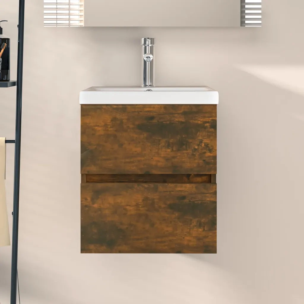Mobile Lavabo | Armadio Lavabo Rovere Fumo 41x38,5x45 cm in Legno Multistrato