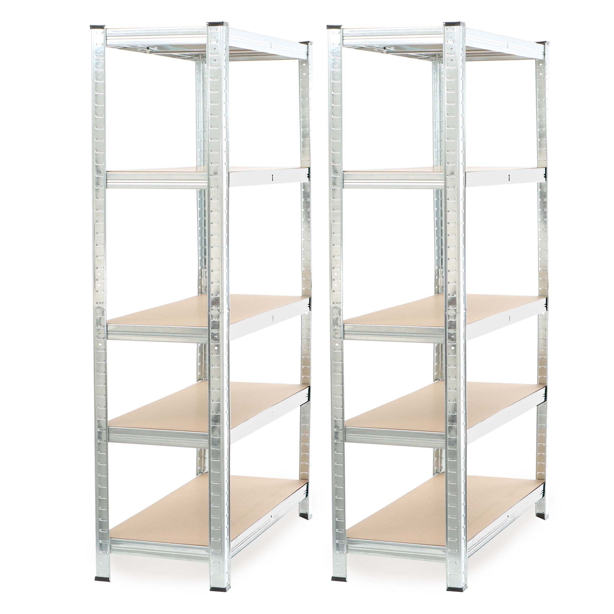 Set 2x scaffali a incastro per carichi pesanti 180x90x45cm Max 875kg l’uno Acciaio 5 ripiani