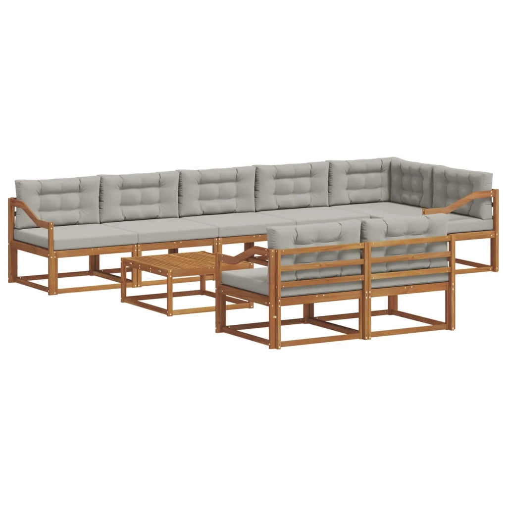 Set di divani da esterno 9 pcs Grigio Naturale e Chiaro 3367804