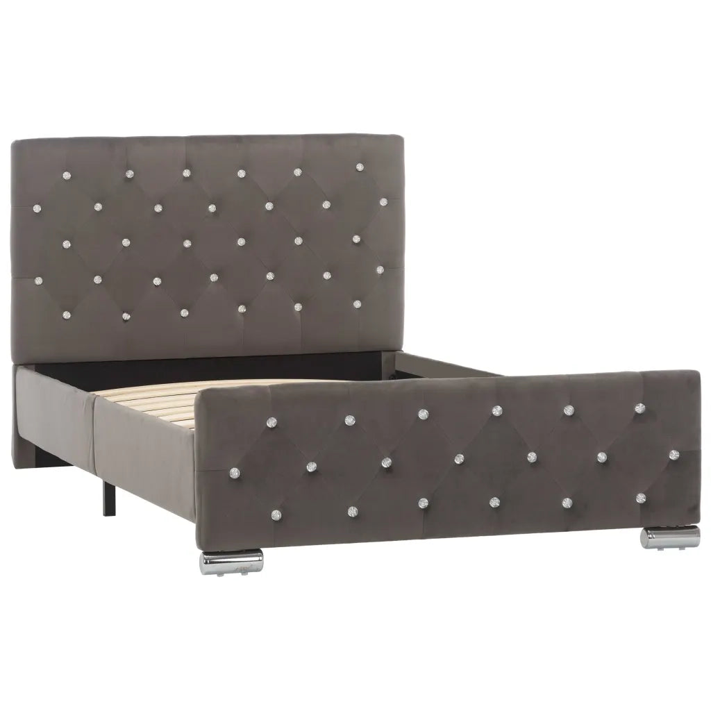 Letto singolo | Letto per adulti | Giroletto Grigio in Velluto 100x200 cm