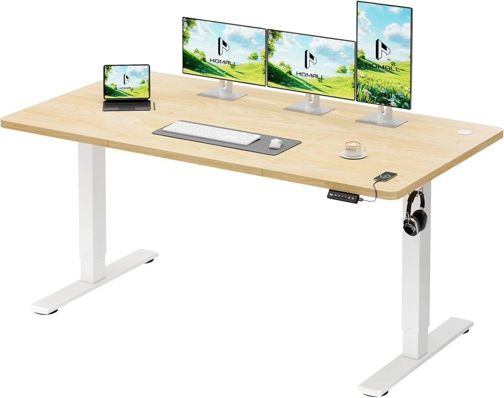 Scrivania Regolabile In Altezza Scrivania Elettrica Con Gestione dei cavi e porta di ricarica USB Altezza Regolabile 73-118 cm, 2 Altezze Di Memoria Scrivania Per Ufficio (Nero, 120x60cm)