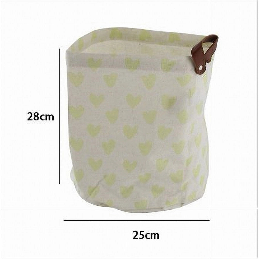 Trade Shop - Cesto Portaoggetti Cuori Gialli In Tessuto Con Manico Bagno Cucina 25x28cm 10611 -