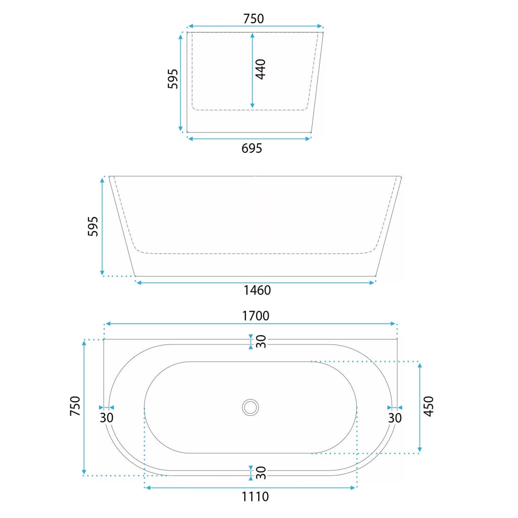 Vasca Bagno A Parete Capri 170cm