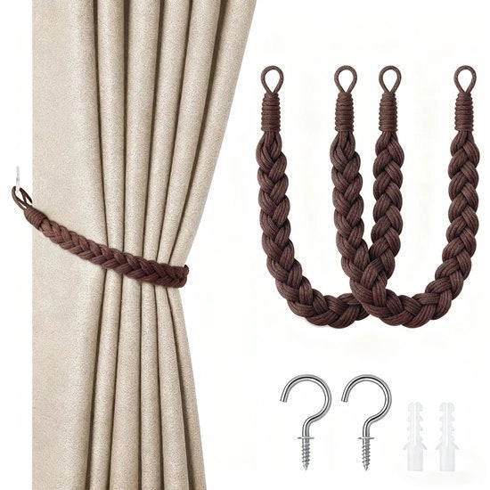 Doppio set di nastri per tende - cordino per tende 60cm - nastri per tende a mano - nastri per tende a spirale - con ganci - adatto per casa, ufficio, soggiorno, camera da letto