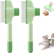 Scopa per Gatti da 2 Pezzi con Manopola di Rilassamento e Spazzola per Pulci Auto Pulente per Gatti e Cani con Capelli Lunghi e Corti Pulizia con Unico Strumento