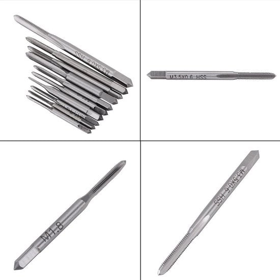 Set di tappi a vite a mano 10 pezzi - Acciaio di alta velocità - M1 a M3.5 - Duraturo - Resistente al calore
