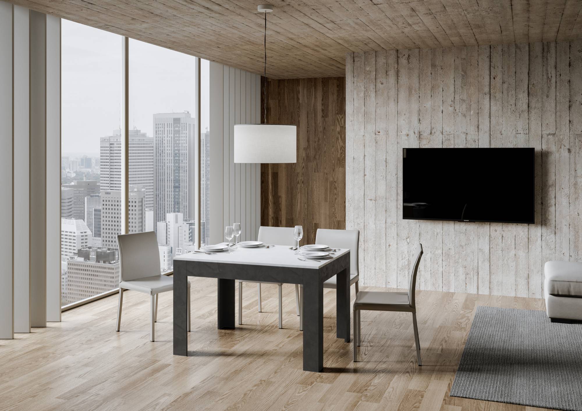 Tavolo Allungabile 120-180x90x77 cm Bibi Mix Bianco Spatolato