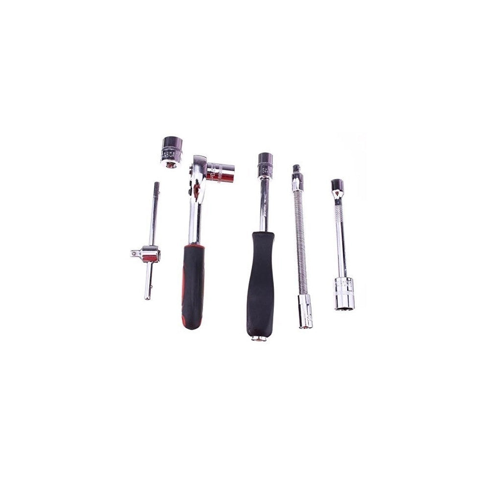Trade Shop - Set Kit 46 Pezzi Chiavi A Bussola Con Cricchetto 1/4" Cacciavite Esagonale Tubo -