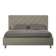 BS COM Letto matrimoniale contenitore doppia alzata imbottito 160x200 similpelle cappuccino