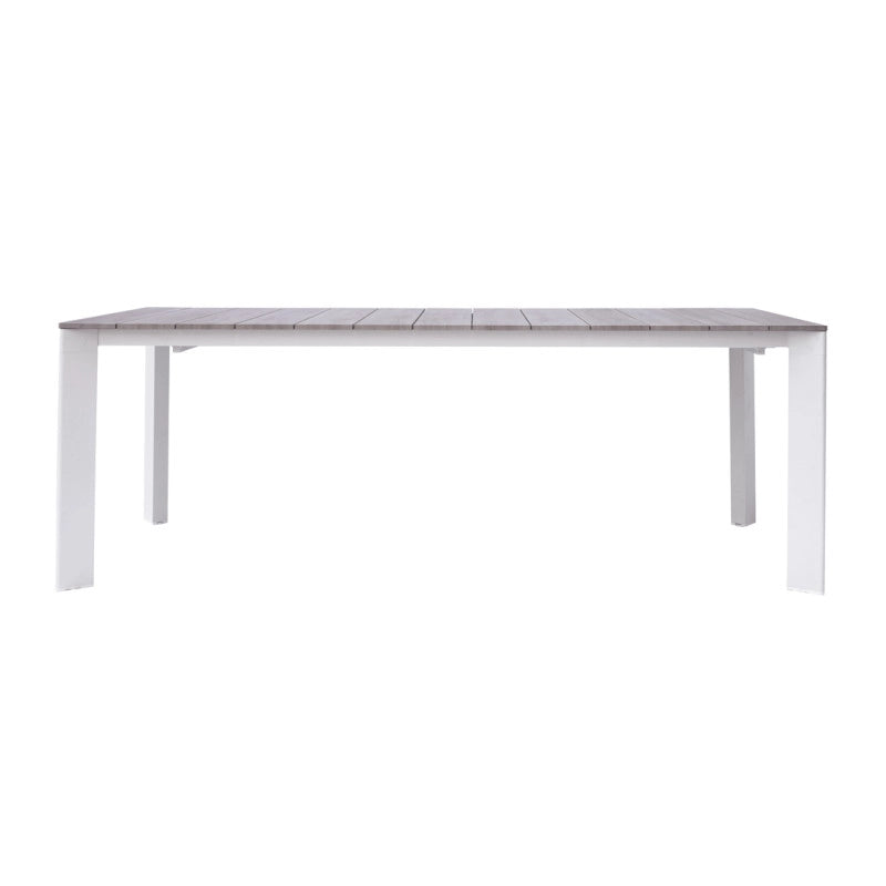 Tavolo Arenzano 211/276 Alluminio Bianco Top Alluminio Effetto Legno Moia