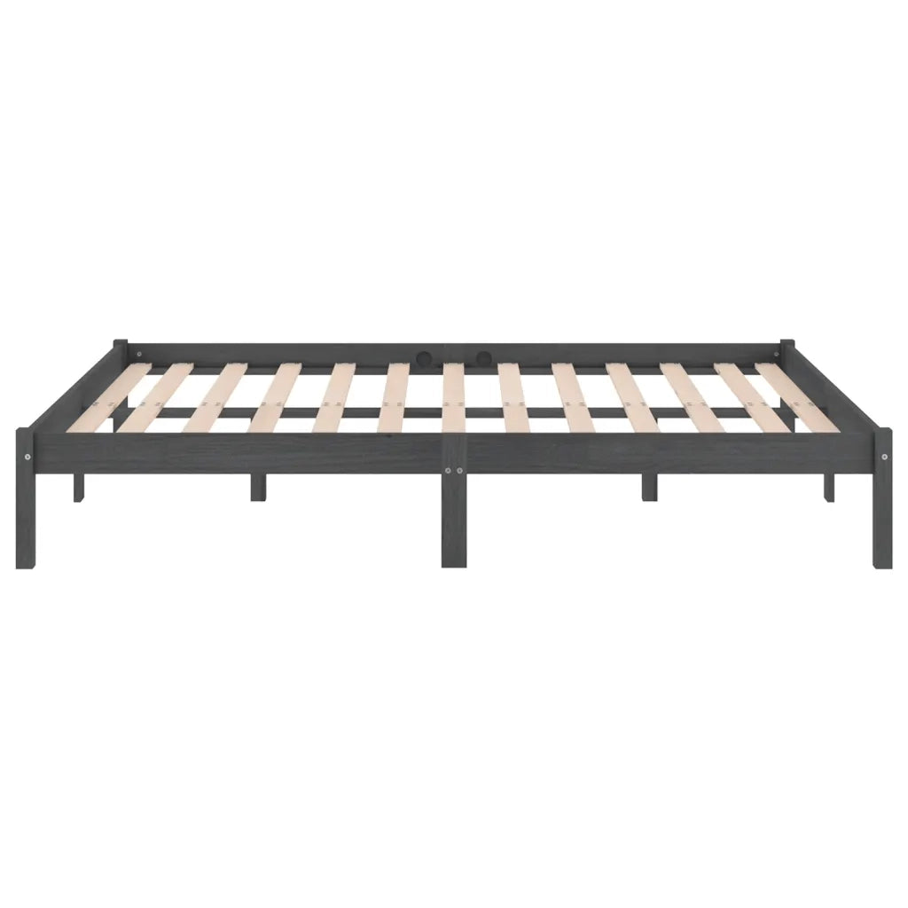 Giroletto-Struttura Letto Grigio in Legno Massello di Pino 200x200 cm 415648