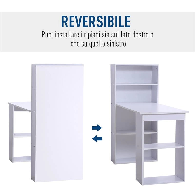 SCRIVANIA MODERNA CON LIBRERIA IN LEGNO 120 X 55 X 120 CM BIANCO
