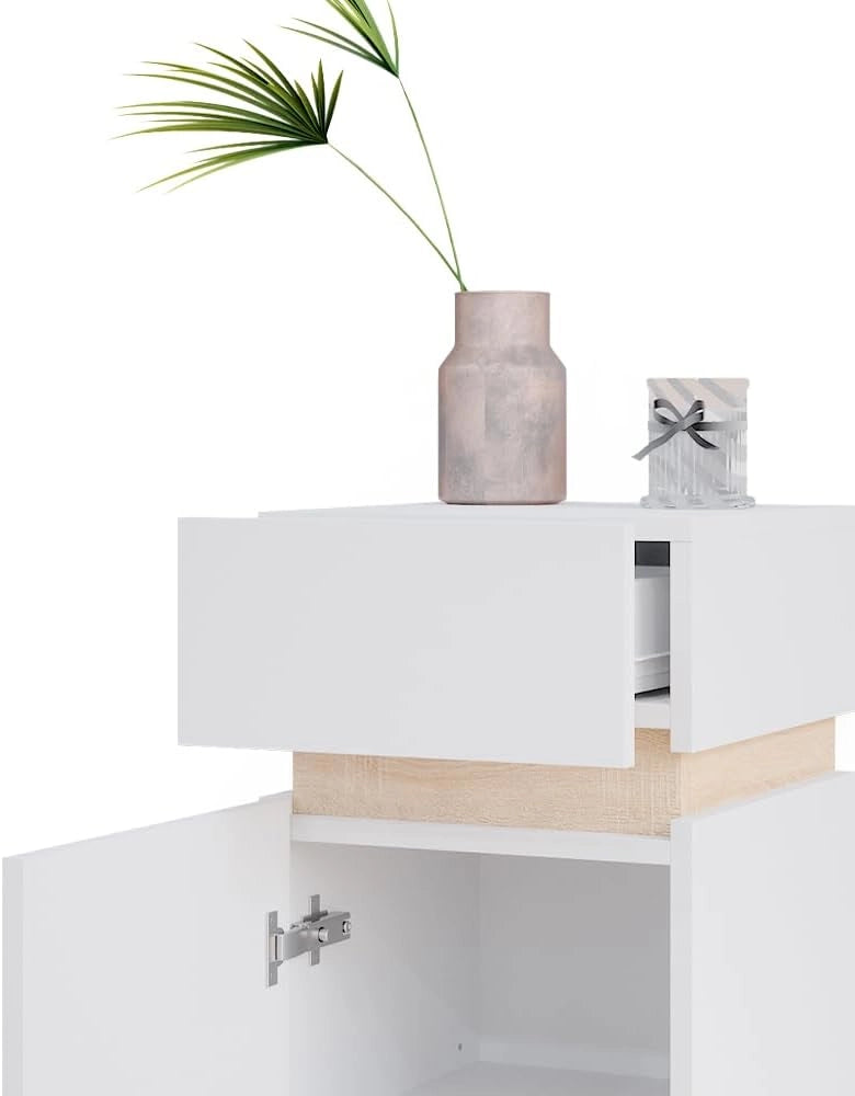 Mobiletto bagno Gloria, Bianco, 33 x 75.5 cm con anta e cassetto, con apertura per sifone e compatibile con la serie Gloria
